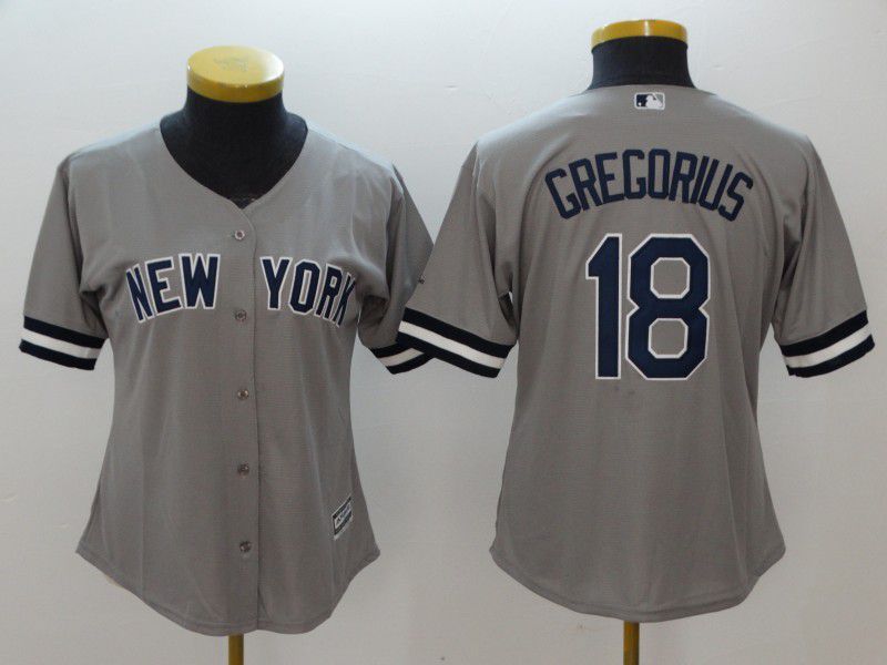 Women New York Yankees #18 Gregorius Grey MLB Jerseys->women mlb jersey->Women Jersey